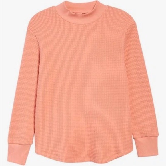 Madewell Mock Neck Waffle Knit T-shirt In Burnished Blush, Size S - Picture 1 of 7